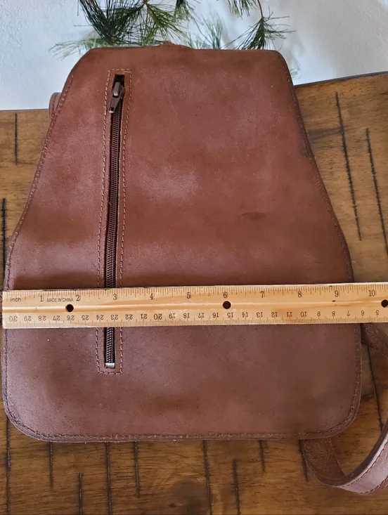 Vintage Handmade Full Grain Leather Messenger Crossbody Bag Satchel Brown - Picture 14 of 15